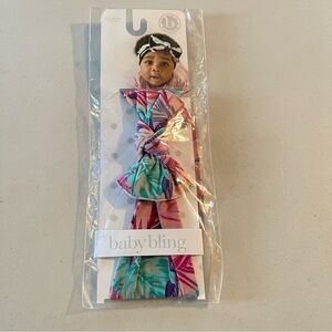 NWT baby bling baby girl bow headband tropical print